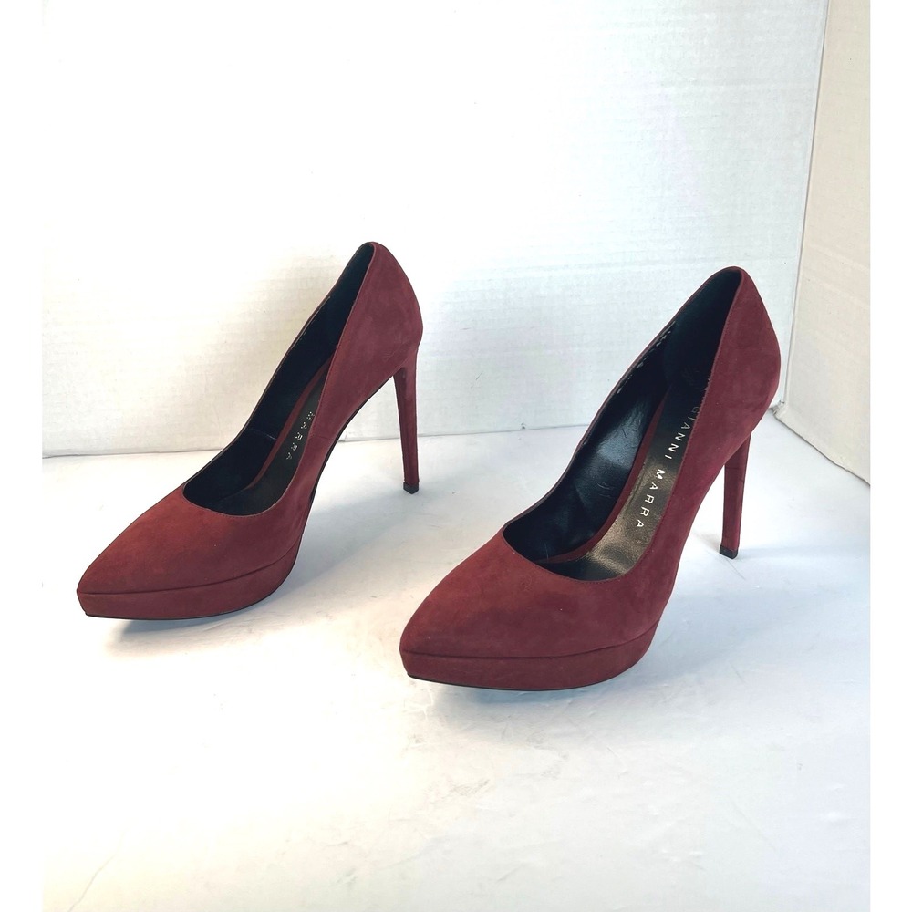 Gianni Marra Platform Pumps Women 9 Burgundy NWT Suede Stiletto Italy